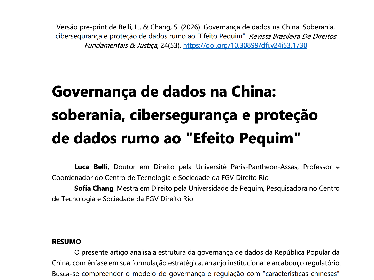 Governança de dados na China: soberania, cibersegurança e proteção de dados rumo ao “efeito Pequim”