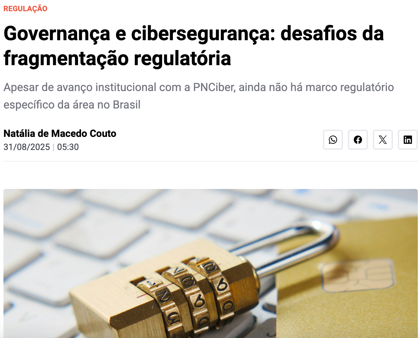 Governança e cibersegurança: desafios da fragmentação regulatória